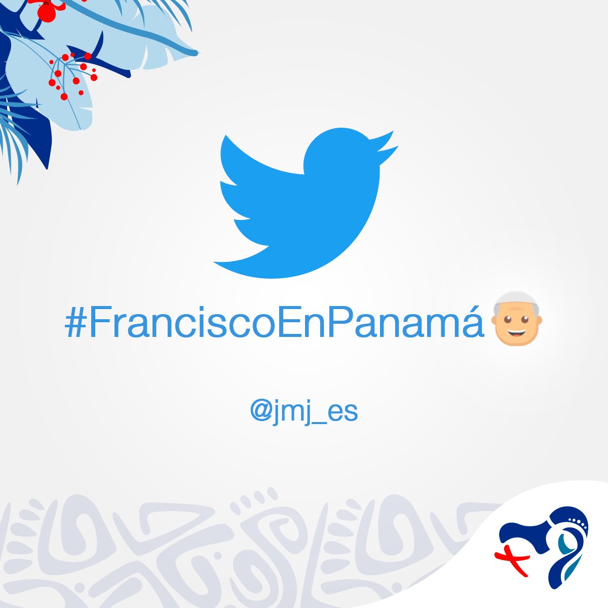 jmj_es's tweet photo. ¡Es momento de Twittear! 💬
Ya está disponible el hashtag #FranciscoEnPanamá. En el mismo se colocará de forma automática el emoji del Santo Padre. 🙌 ¡Qué cool! Comparte esta noticia con todos tus amigos.
#Panama2019 🇵🇦 #NosVemosEnPanamá https://t.co/z72bxdjU54
