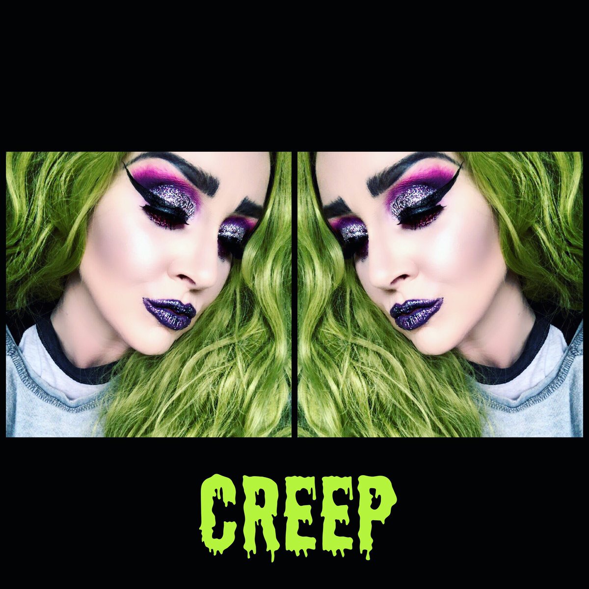 Something about Purples and Green that always warms my cold, dark heart..⚰️ @UrbanDecay @MorpheBrushes #allnighterfoundation and #jamescharlespalette have been the saviors! 🙌🏻 #makeup #gothgirls #polishgirl #rocknroll #greenhair