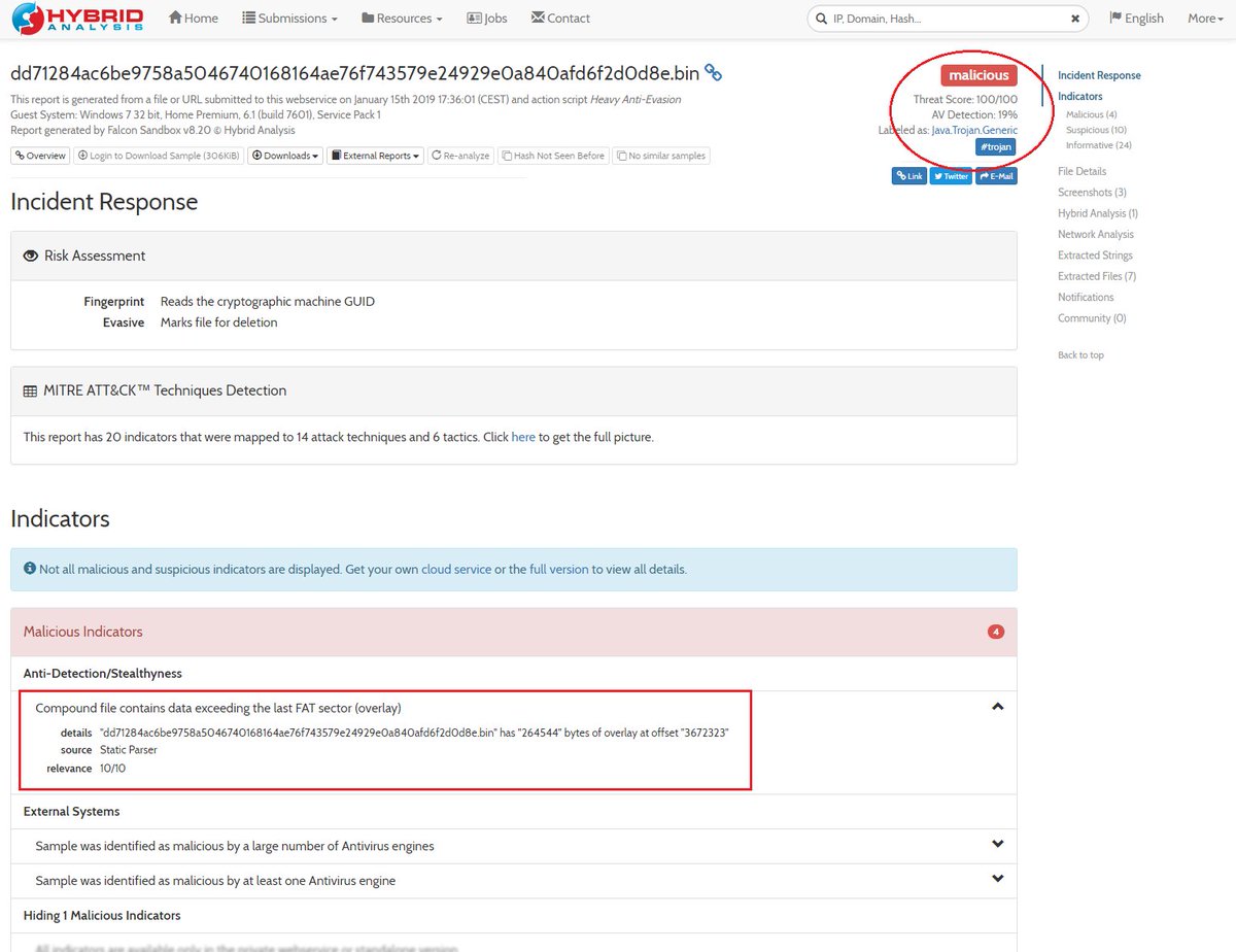 HybridAnalysis's tweet photo. [UPDATE] We added improved detection and extraction of OLE Compound File (e.g. MSI) overlays and certificate information. Here's a recent sample as showcased in @VirusTotal @markrussinovich security vuln disclosure: https://t.co/ELtUgLgc6T https://t.co/sH6gEjdDt9