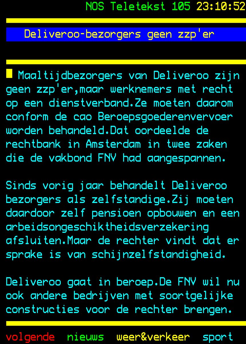 GrootArjende's tweet photo. Goed nieuws. Hopelijk houdt dit stand. https://t.co/y7MGyk9iFQ #schijnzelfstandigheid #deliveroo https://t.co/pKSimr5EMQ