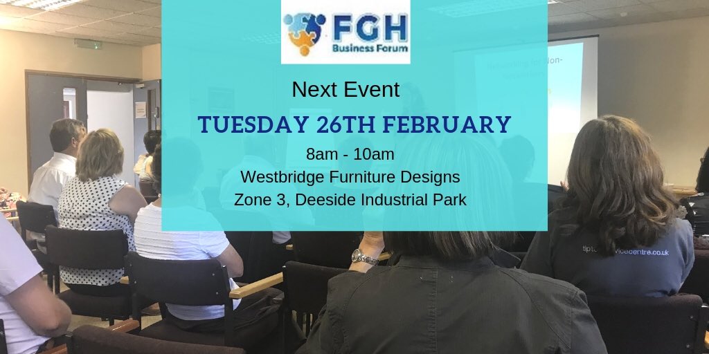FGHBizForum's tweet photo. A warm welcome awaits existing and new businesses to the @FGHBizForum networking breakfast, hosted and sponsored by #Westbridge Furniture Designs. Book your #FREE place now! https://t.co/ZpziTjOmYD https://t.co/qeN0I0Ilhz