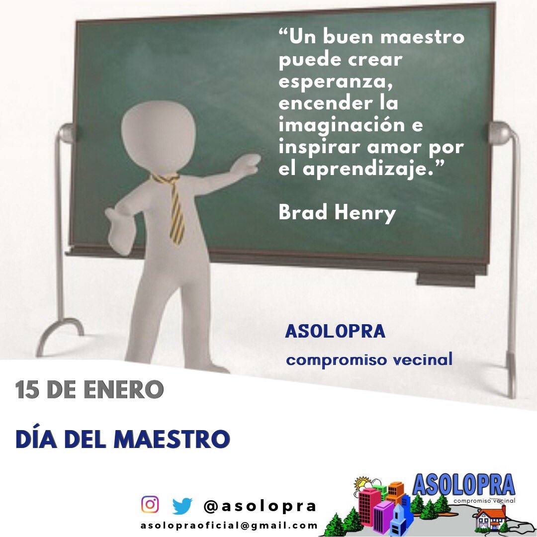 asolopra's tweet photo. 🔹 ASOLOPRA felicita a los Maestros en su día, en especial a nuestros vecinos y amigos quienes dan lo mejor para formar los hombres y mujeres del mañana! https://t.co/ZjQedcp2Vv