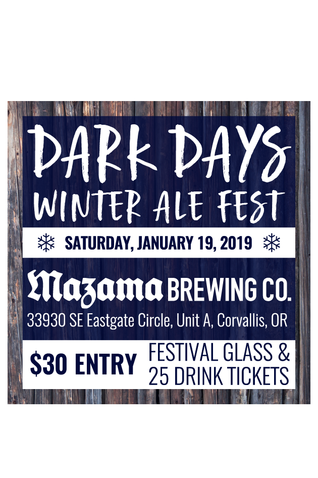 Mazama Brewing Dark Days Winter Ale Festival - Saturday Jan. 19th - mailchi.mp/51d2fb084a50/m…