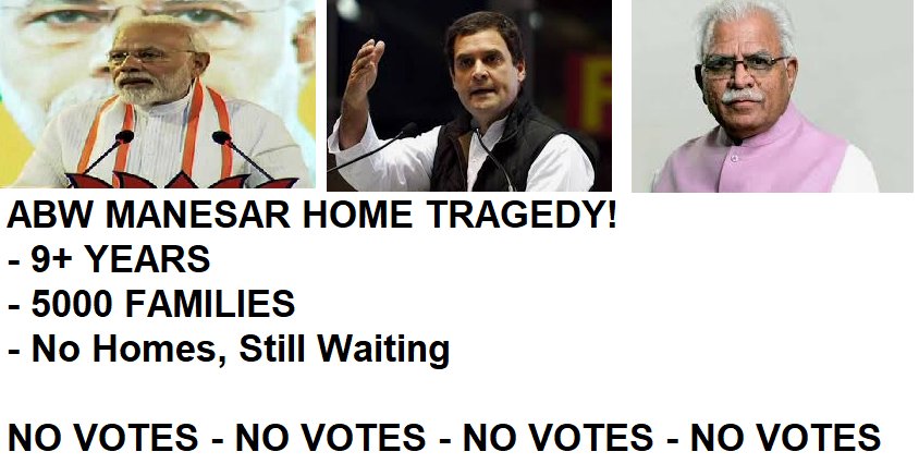 GiveOurHomes's tweet photo. @MinistryWCD @mlkhattar @cmohry @MIB_India @PIB_India @airnewsalerts @DDNewsLive We are still waiting to hear back from you guys. When you want votes from the common man, you promise everything but even after waiting for long 9 years, we dont know when we all get our homes. Shame on you all politicians when you dont even care for the common man https://t.co/TkyHSHc6pm