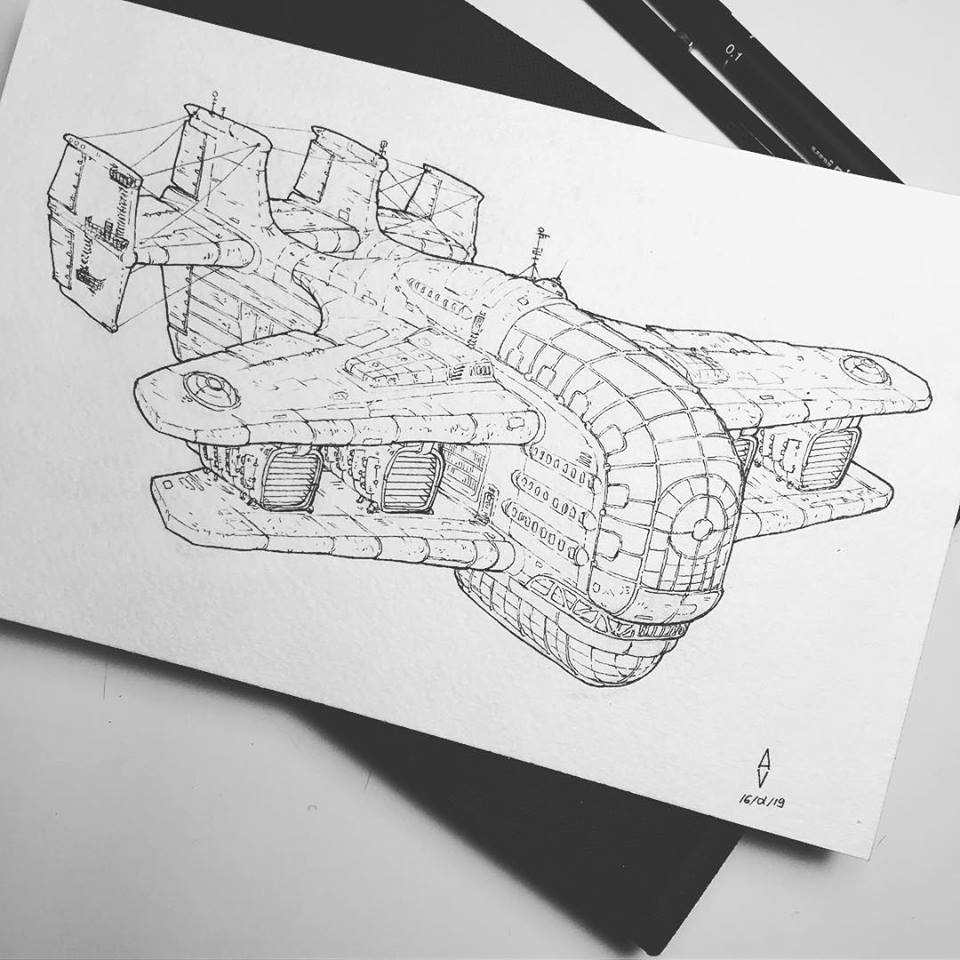 Andrew_Chewie's tweet photo. Dieselpunk aircraft - Behemoth #dieselpunk #lineart #drawing #2dart https://t.co/xSY5vUs8Bg