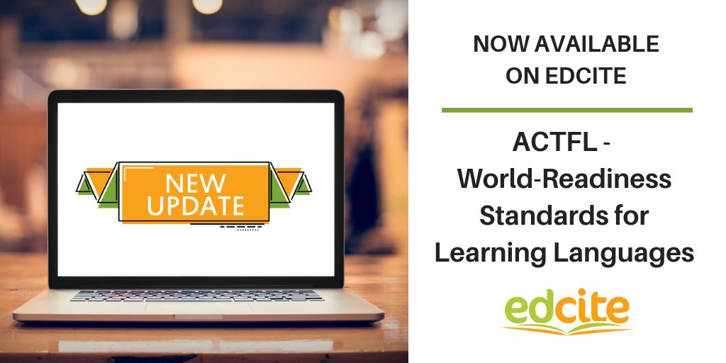 EdciteTeam's tweet photo. Teachers, you can now tag your Qs to World Readiness Standards for Learning Languages. Visit your Edcite Settings and enable "Miscellaneous Standards" to start tagging. When students finish an assessment, you will get your data report by standard! #eldchat #ellchat #esl #teachers https://t.co/dJmmqw4WhI