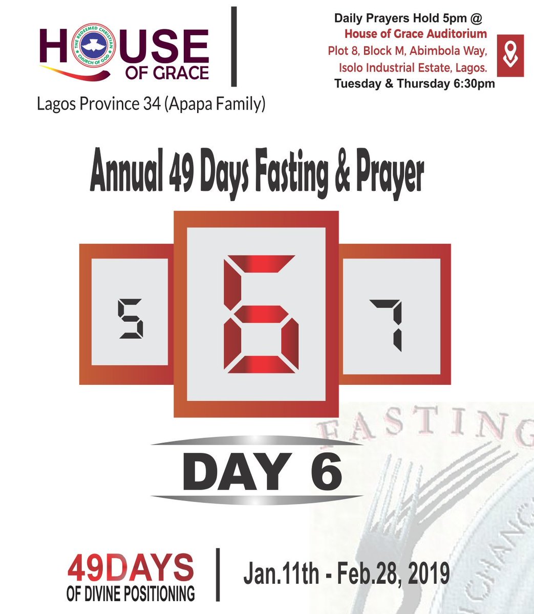 rccghogchurch's tweet photo. 6 Days already. Receive strength for d journey. 
Your Location can determine Your Allocation. 
#DivinePositioning https://t.co/gB6koVSc3V