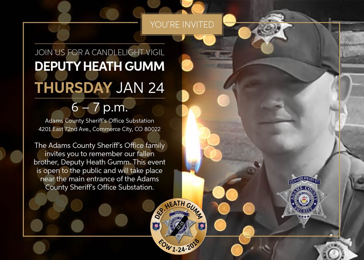 AdamsCoSheriff's tweet photo. The public is invited to join us on Thursday, January 24, as we honor our brother, Deputy Heath Gumm. #rememberinggumm https://t.co/hfL7tPKUYn