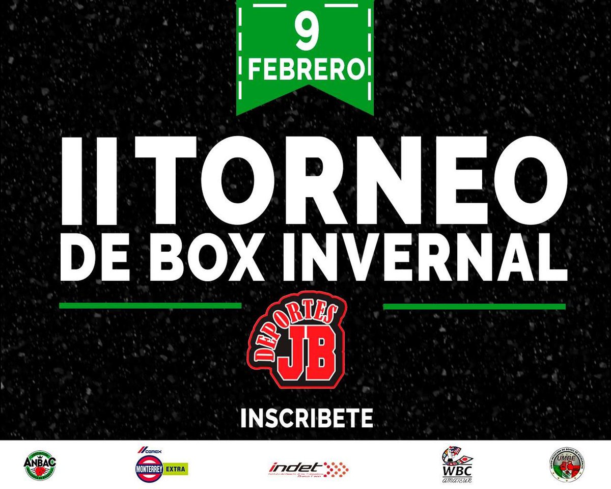 AnbacBox's tweet photo. 🥊 | ¡Regresa el Torneo Invernal Estatal de Boxeo Amateur Deportes JB en su segunda edición!

El  periodo de inscripción será a partir del 16 de enero hasta el 5 de Febrero.   

Los esperamos. https://t.co/VUvvyo8jqg