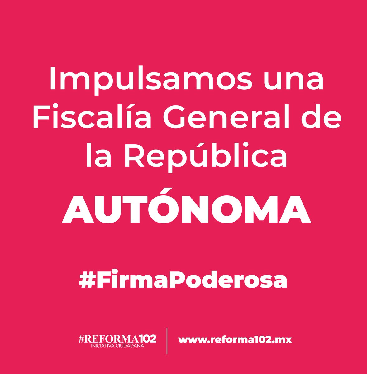 Coparmex's tweet photo. Con la #Reforma102, proponemos que el nombramiento y la remoción del Fiscal General no dependa de una persona ni de acuerdos políticos o de partidos. Conoce más sobre la #Reforma102 y suma tu #FirmaPoderosa https://t.co/dVq1f9jsnx https://t.co/bm7Hqf0y5M