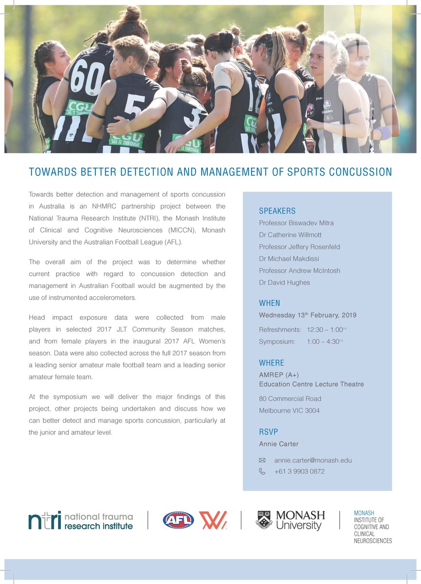 Save the date 13/02/19 - NHMRC Towards Better Detection and Management of Sports Concussion Symposium <a href="/neuroinstitute/">The Neurologic Wellness Institute</a>