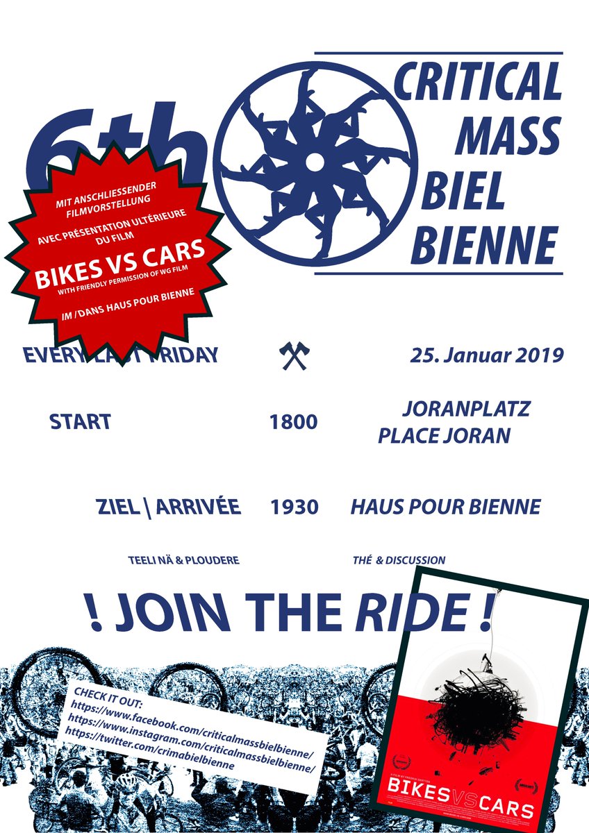 Next Bienna CM is coming! With subsequent film viewing - BikesvsCars 😍@bikesvscars @wgfilm #criticalmass