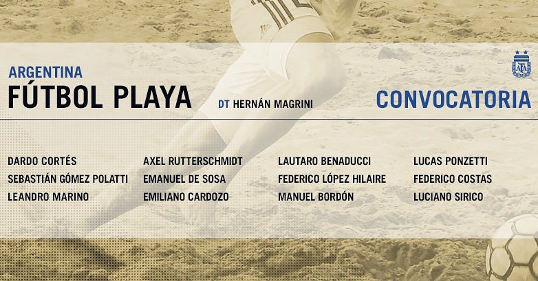 #FutbolPlaya ⚽️
Argentina disputará en Lima tres amistosos ante Perú, los días 25, 26, 27 de enero con el objetivo de preparase para las Eliminatorias al Mundial de Paraguay 2019.
Estos son los convocados 👇📷