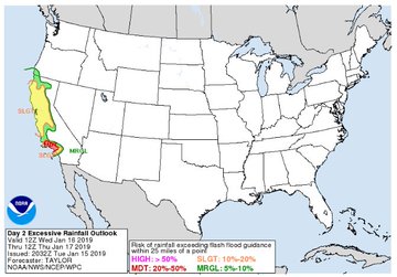 NWS Weather Prediction Center Excessive Rainfall Outlook Valid 7am ET Wed, Jan 16 through 7am ET Thu, Jan 17, 2019