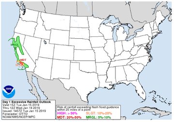 NWS Weather Prediction Center Excessive Rainfall Outlook Valid until 7am ET Wed, Jan 16, 2019