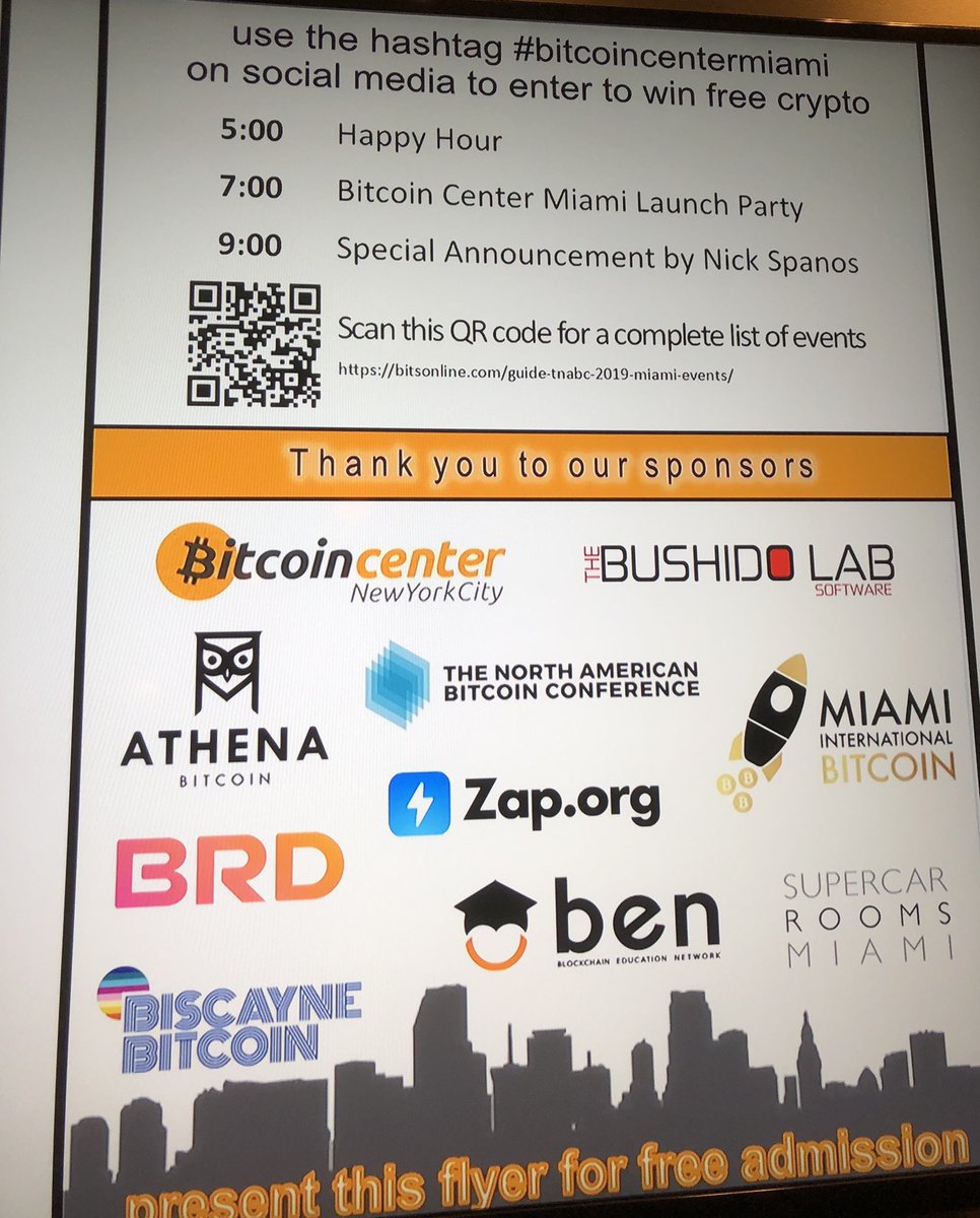 AthenaBitcoin's tweet photo. Our co-founders have been involved in the genesis of the #chicago #crypto scene since it began!  Makes sense to sponsor the kickoff party for #bitcoincentermiami during #TNABCMiami!  #inviresnumeris #bitcoin #blockchain #miami https://t.co/0EVwWVfGPA