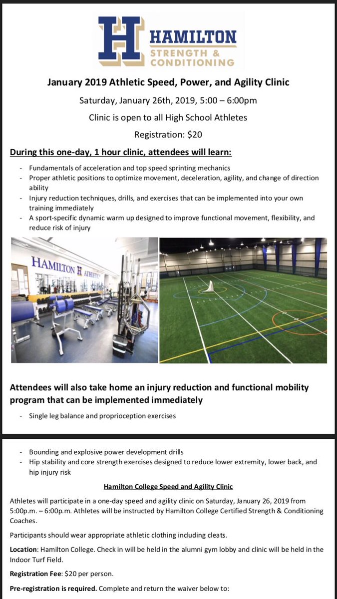 HamCollStrength's tweet image. Speed and Agility clinic is approaching fast! Registration instruction are online @HamCollSports