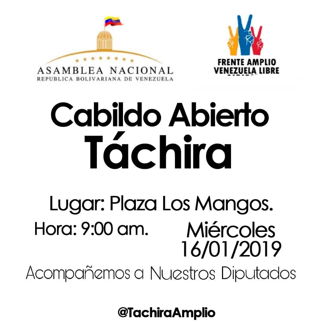 Así es! Se confirmó para el día Jueves 17 de Enero a las 10 AM en La Plaza de Los Mangos, San Cristóbal. NOS VEMOS TODOS ALLÁ! 🇻🇪 🙏 👨👩👦👦 @trafficTACHIRA @TachiraProtesta @elPULP0 @Elperrogocho
