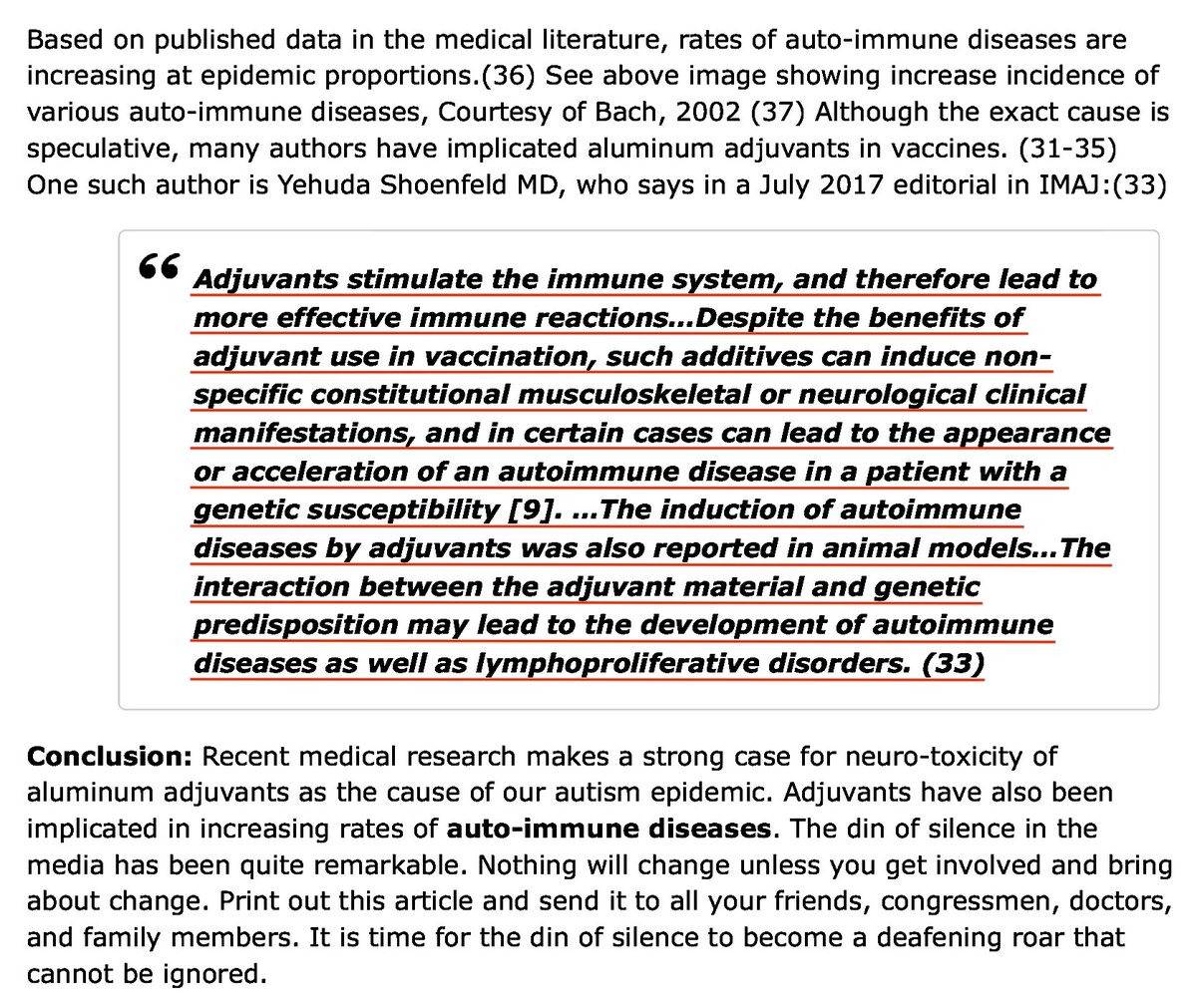 Studies Show When Aluminium Injected By Way Of Vaccine It's Taken Up By White Blood Cells And Transported To The Brain. This Can Cause Inflammation, Provoke Immune System Response, Damage And Possibly Impair Development. http://www.greenmedinfo.com/blog/aluminum-vaccines-cause-autism #QAnon  #Vaccine  #Autism  @potus