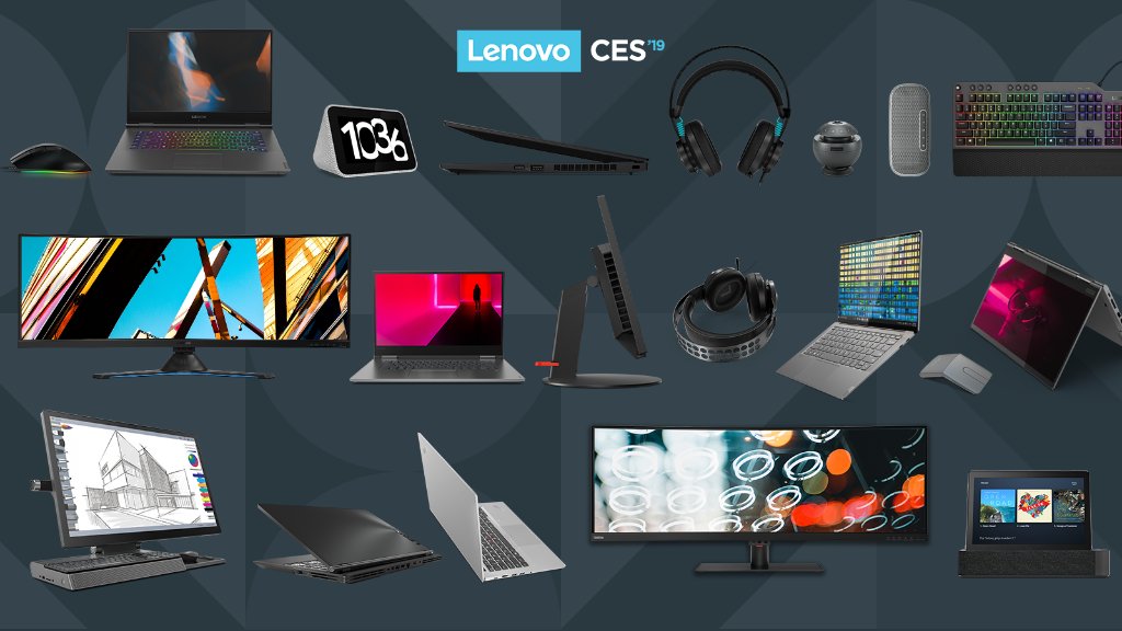 Lenovo's tweet photo. WHAT LOOT! Wild innovation on display at #LenovoCES. Learn more: https://t.co/eBKOS0sggc #CES2019 https://t.co/GHxMfYjCcq