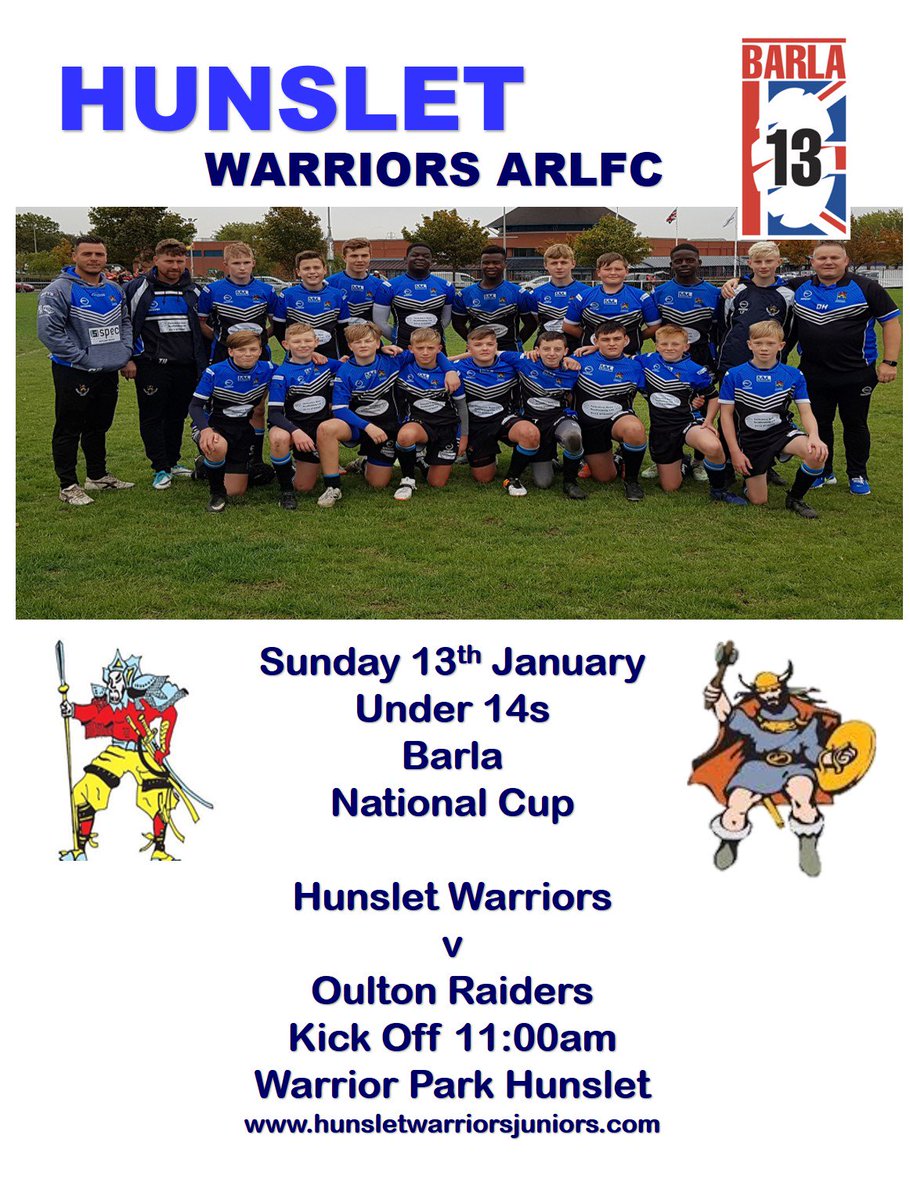 Hunslet Warriors ARLFC Juniors (@hwjuniors) on Twitter photo <a href="/hunswarriors14s/">Hunsletwarrior15s+12s</a> <a href="/BarlaCups/">BARLACups</a>
National Cup Sunday Kick Off 11:00am
<a href="/cPeachy6/">chris peach</a> @hunsletwarrior1 <a href="/shenny71/">David Shenton (DS SPORT)</a> <a href="/OultonRaiders/">Oulton Raiders</a> <a href="/hunswarriors14s/">Hunsletwarrior15s+12s</a> <a href="/BarlaCups/">BARLACups</a>
National Cup Sunday Kick Off 11:00am
<a href="/cPeachy6/">chris peach</a> @hunsletwarrior1 <a href="/shenny71/">David Shenton (DS SPORT)</a> <a href="/OultonRaiders/">Oulton Raiders</a>