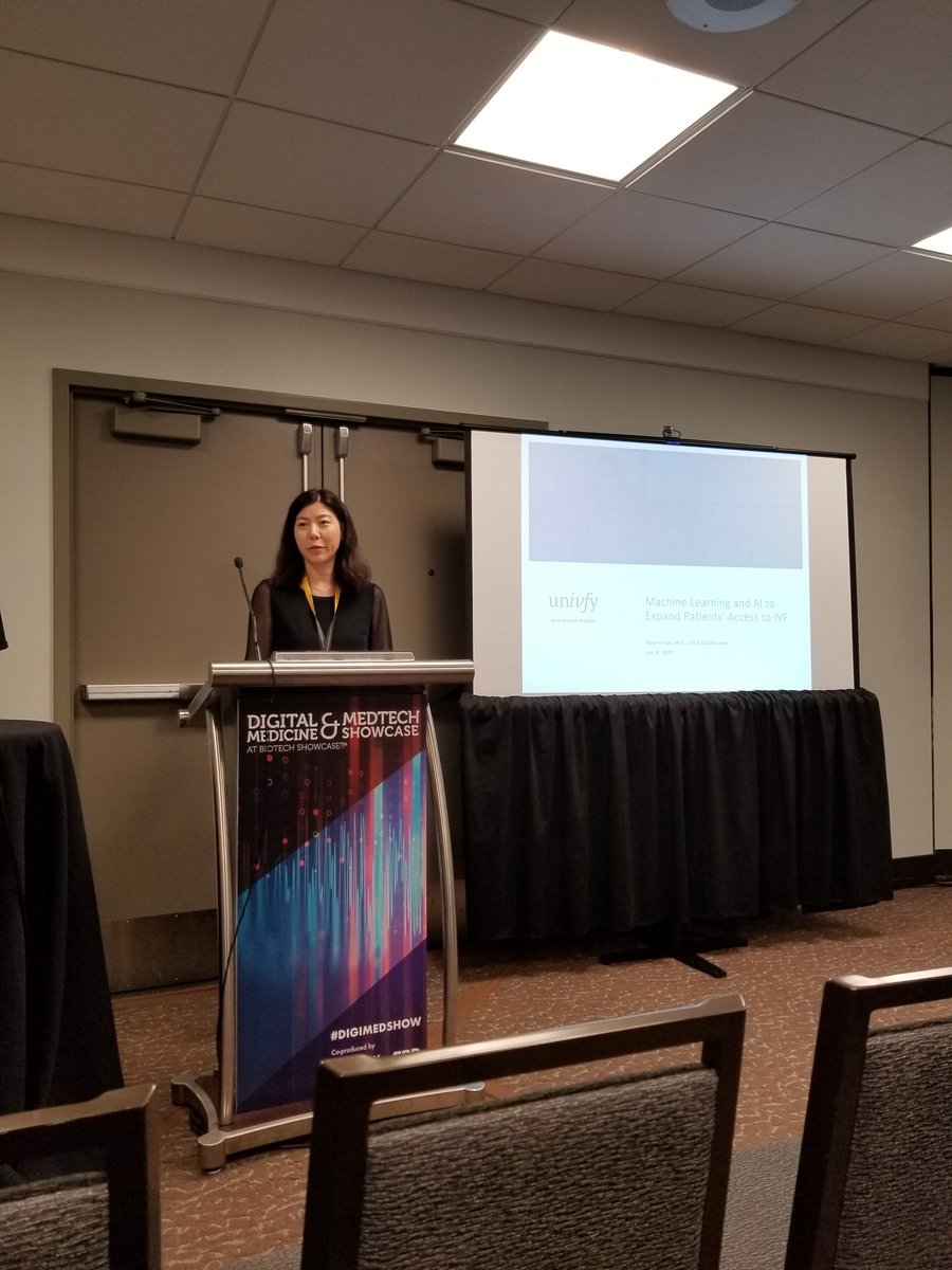 Univfy's tweet photo. "In our research, we have found that 60-80% of IVF patients had a higher chance of conceiving than traditionally expected based on age." Univfy CEO and cofounder at #JPM19 #medtechshowcase https://t.co/m8BUdQZoze
