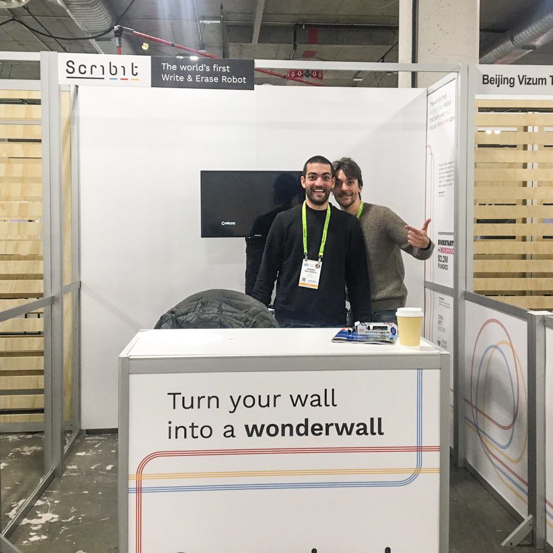 Scribit_Design's tweet photo. Scribit and the Scribit team is ready at @CES: what do you want to see painted on that wall?
#scribit #verticalplotter #drawingrobot #robot #future #technology #torino #design #drawing #newinventions #designinspiration #innovate #tech #hands #cables #electronics #ces https://t.co/QBz9H8N3NT