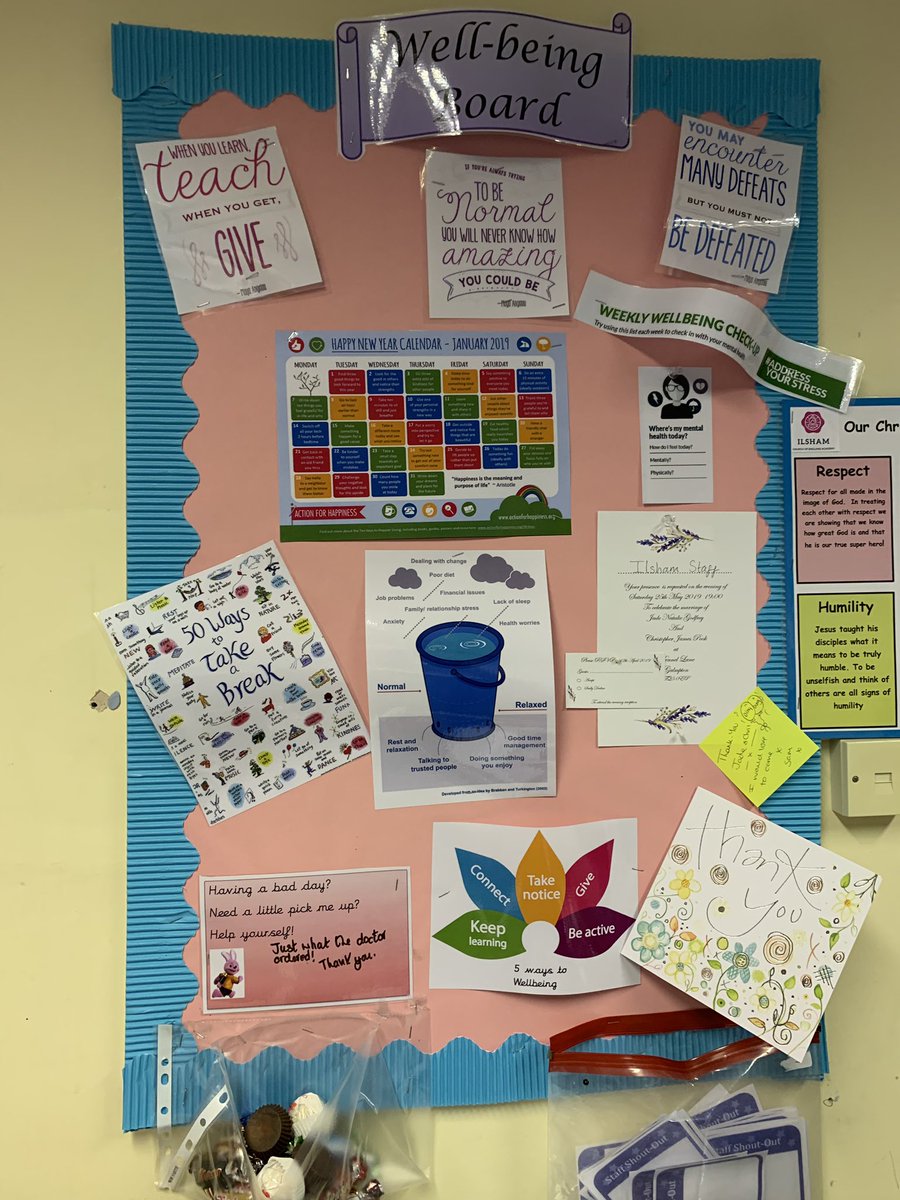 EmilyConibere's tweet photo. Pleased with how the Wellbeing board is turning out ☺️ including the ‘happiness calendar’ for January! 💕#mentalhealth #wellbeing #notwallpaper #wellbeingchampion https://t.co/bEtz20G104