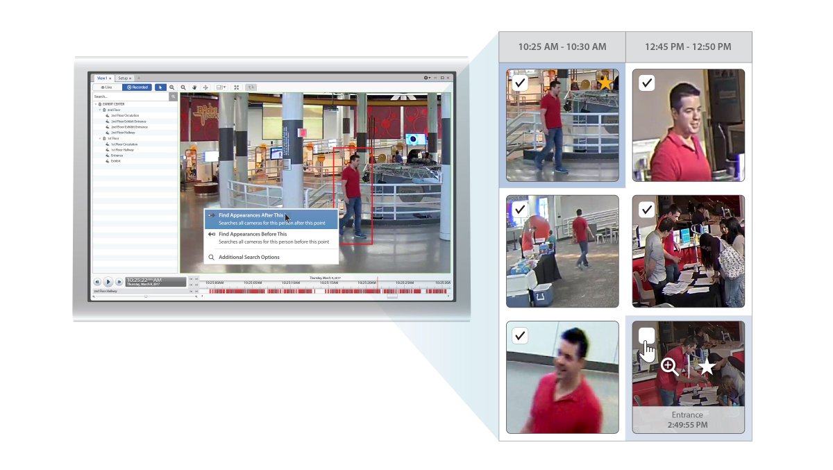 ERSwireless's tweet photo. .@Avigilon Appearance Search™ technology allows you to sort through hours of footage with ease. Quickly identify a specific person and track their route throughout a building on any given day. | https://t.co/0Kt5rBjSq7 #appearancesearch #avigiloncameras #schoolsafety https://t.co/EhBXYUfCfB