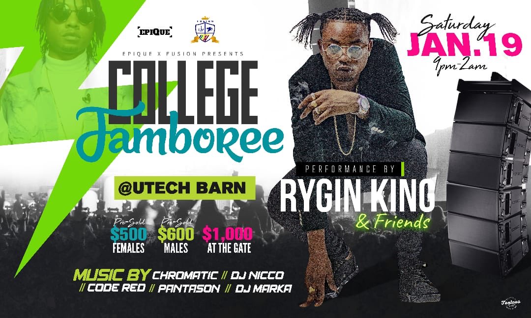 DANCEHALL BADDEST TING ryginking LIVE IN CONCERT OVA UTECH BARN  on *Saturday - JANUARY 19*

Live Performance by :
ryginking & Friends🍻🔥 Juggling by: 🎤🎶
@HEAVYDCHROMATIC 
@CHROMATICLIVE