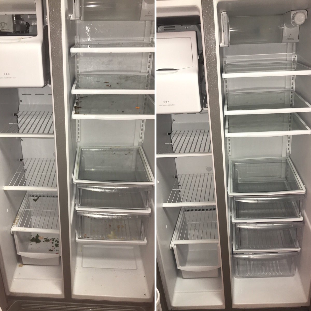 GoldSteelClean's tweet photo. BEFORE &amp; AFTER Fridge Clean-Out ✨

#GoldandSteelCleaningServices #cleaningservices #cleaningbusiness #residentialcleaning #commercialcleaning  #onetimecleaning #recurringcleaning #postconstructioncleanup #monthlycleaning #biweeklycleaning #FREEestimates #FilthFree https://t.co/8AT5kBJSfF