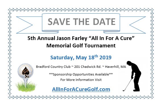 jfallinforacure's tweet photo. #SaveTheDate                            Please join us for our 5th Annual Jason Farley “All In For A Cure” Golf Tournament. All are welcome!       We are hoping that this will be our best year yet!                                         #MelanomaAwareness #CureMelanoma  #Golf https://t.co/viYsEr70Xn
