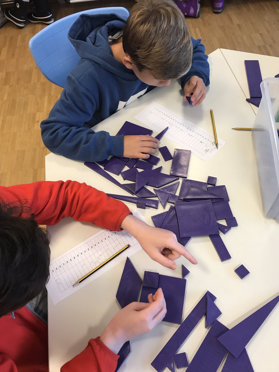 ellydilworth's tweet photo. Great kick off to fractions with #powerblocks in #zisg5 #zismath. Reasoning, persevering, thinking, communicating, justifying... If s5 = 1, what fraction of s5 are all the other polygons? Can you prove it? #mtbos #CenterforInnovationinEducation #mathed https://t.co/oCxOfasedK