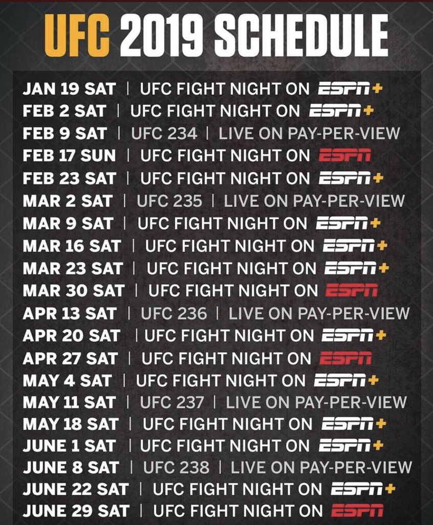 Ufc schedule