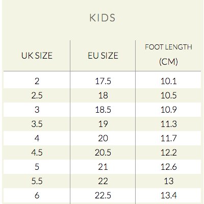 clarks childrens size guide