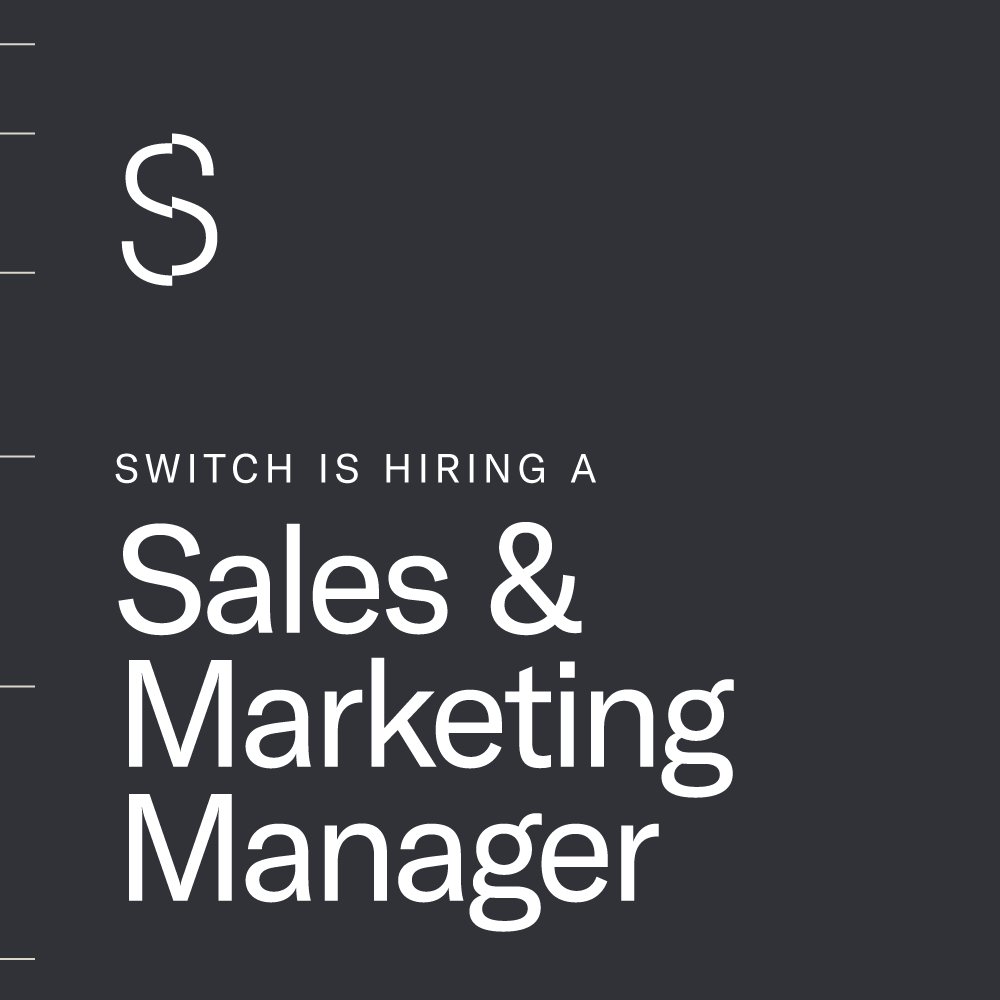 MadeBySwitch's tweet image. Switch is hiring a Sales &amp;amp; Marketing Manager. Details here: switch.is/news/were-hiri…