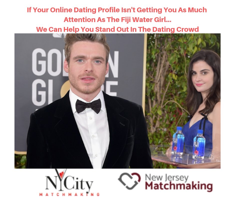 NYCMatchmaking's tweet photo. @FIJIWater and #fijiwatergirl way to stand out in a crowd!  @NYCMatchmaking is always helping our clients do the same. #dating #matchmaker #GoldenGlobes https://t.co/663SmcDCaA