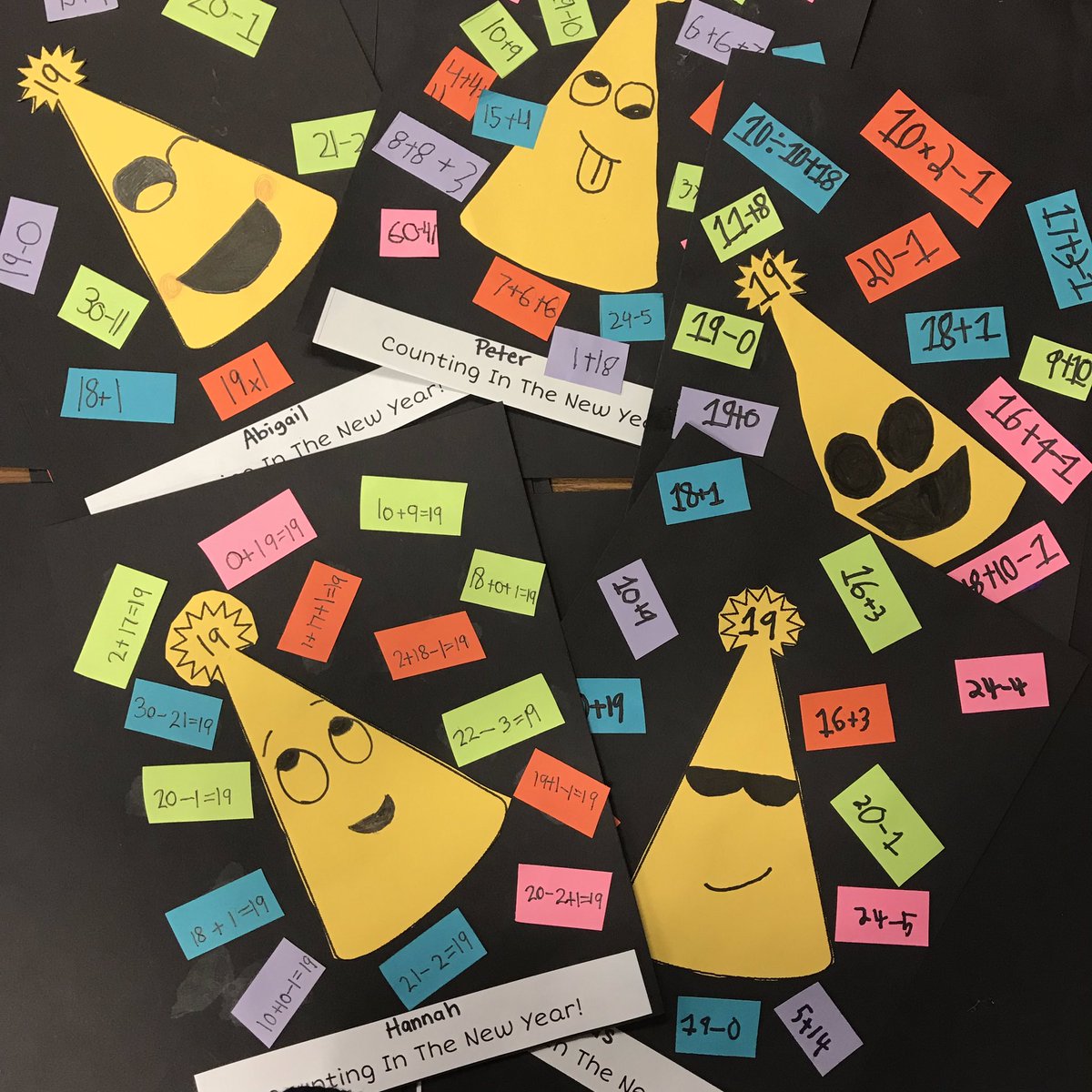 MrsJCROCK's tweet photo. Counting in the New Year with Math! Adding, subtracting, and multiplying to get 19! #edm #secondgrade #lcelearns @lcelions https://t.co/EylPaZBY0H