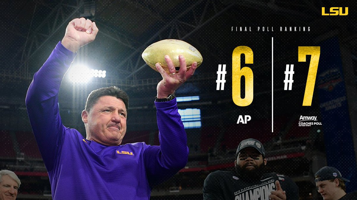 LSUfootball's tweet photo. The Tigers finished with their highest final ranking since 2011! #GeauxTigers https://t.co/0mlFeuORYA