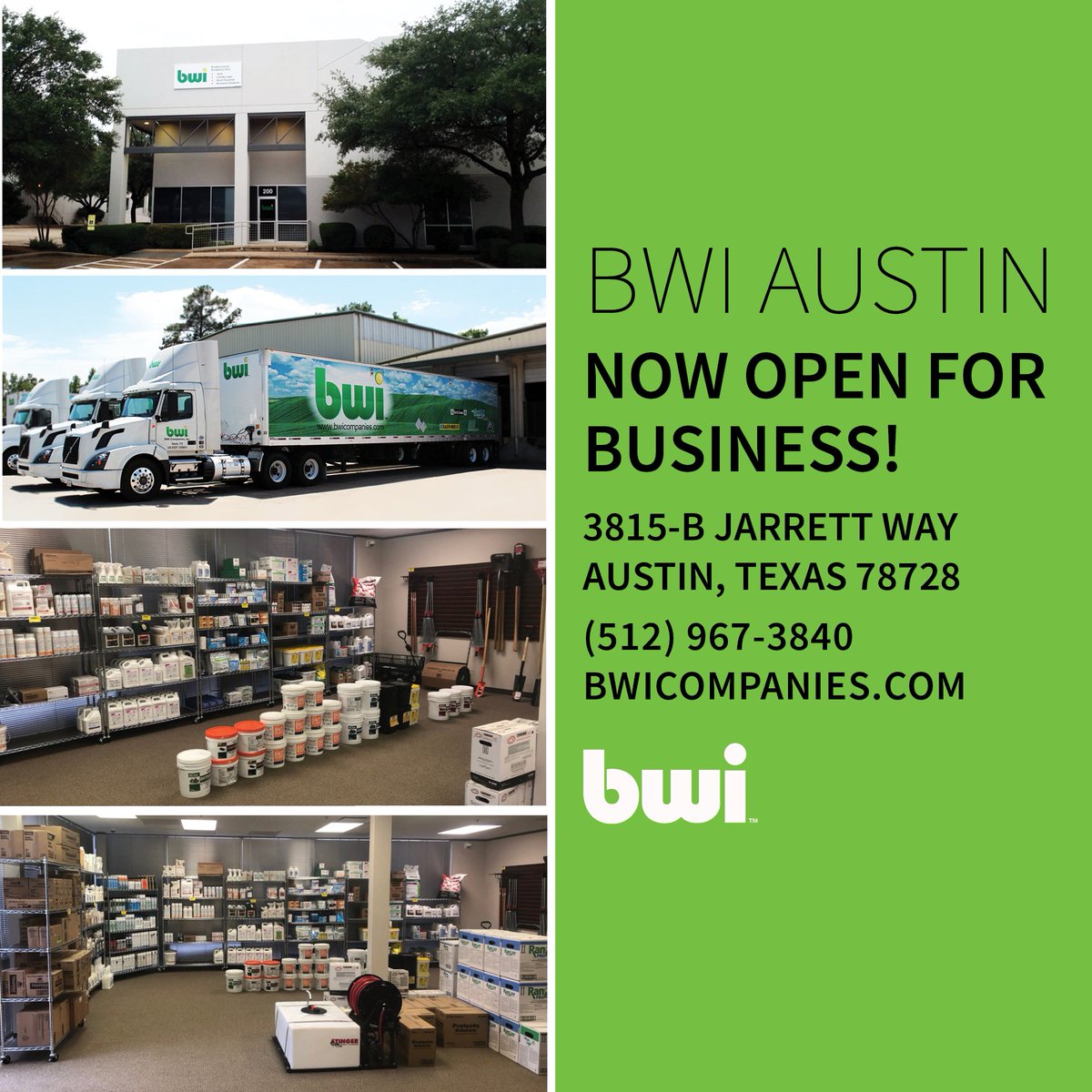 BWI Companies, Inc. is excited to announce the opening of our newest location in Austin, Texas!