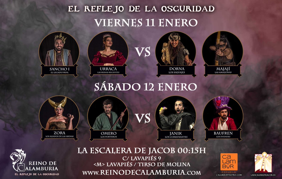Calamburteatro's tweet photo. Dos combates. Dos días. Viernes y sábados. ¿A cuál de los dos vas a ir? Te esperamos en la @escalera_jacob ¡URIA URIA! #Calamburia #impro #findesemana
🎟️ https://t.co/NyxZTojUqG https://t.co/QeIHXzR44T