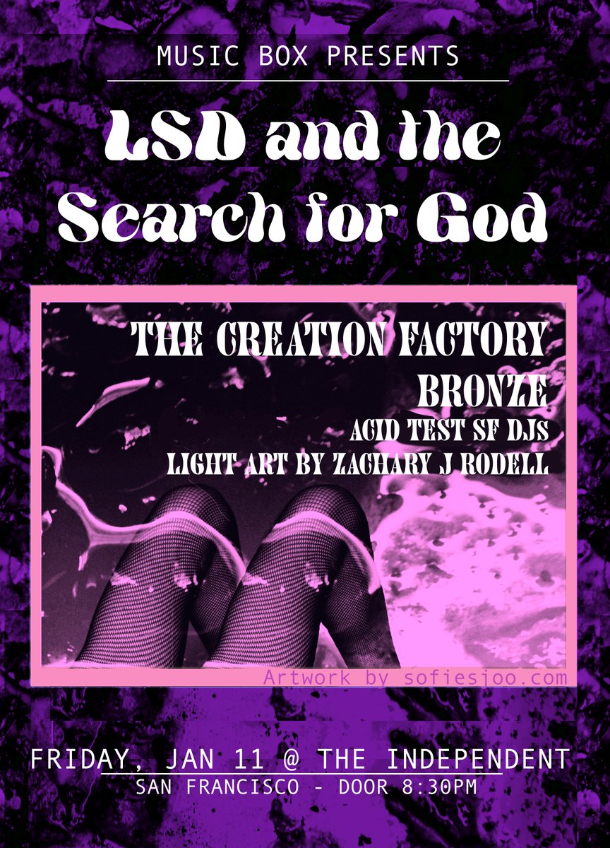 YAY! This Friday <a href="/TheAcidTestSF/">The Acid Test SF</a> DJs will now be spinning records @ <a href="/indysf/">The Independent</a> early, late, and between the sets by us, The Creation Factory &amp; Bronze . And light art all night by Zachary J Rodell.  @KymberliMBP  Turn on! 🥳🍾🎉