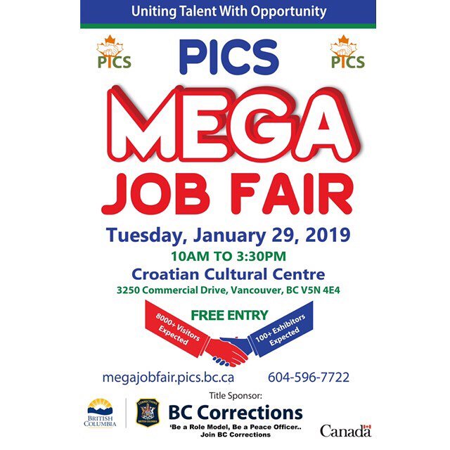PICSSociety's tweet image. ⭐️ New year, new opportunities ⭐️⠀
After the success of last year’s #PICSMegaJobFair in Vancouver, PICS will once again be hosting its #jobfair at the Croatian Cultural Centre! Check out our website to register and view our current list of exhibitors! megajobfair.pics.bc.ca