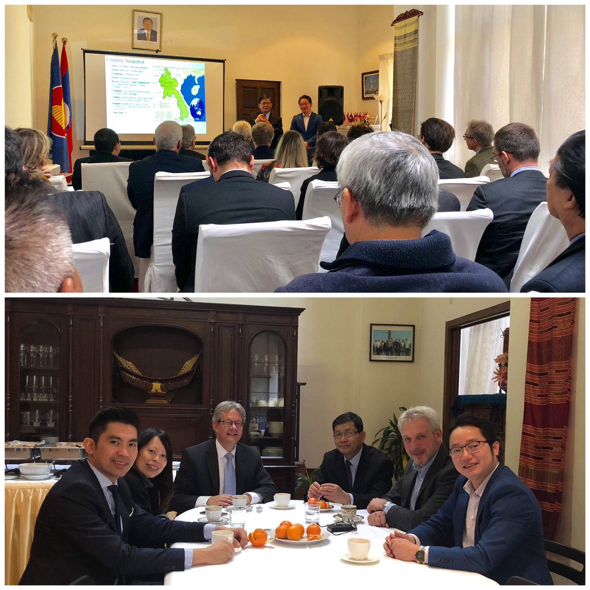 Economic presentation on #Lao PDR and its opportunities. Constructive exchange with the Ambassador on trade between #Wallonia #Belgium #Europe and his country.  🇱🇦🇧🇪🇪🇺
