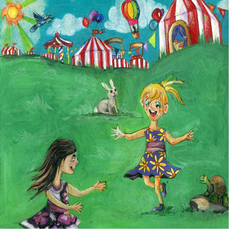 Are you as excited as I am about seeing Mary and Emily at the County Fair? 
Learn about the County Fair they go to by clicking the link in the bio. 
#countyfair #kidslit #kidsclothes #colorsforkids #hotairballoonride #whimsicalillustration #preschoolreading