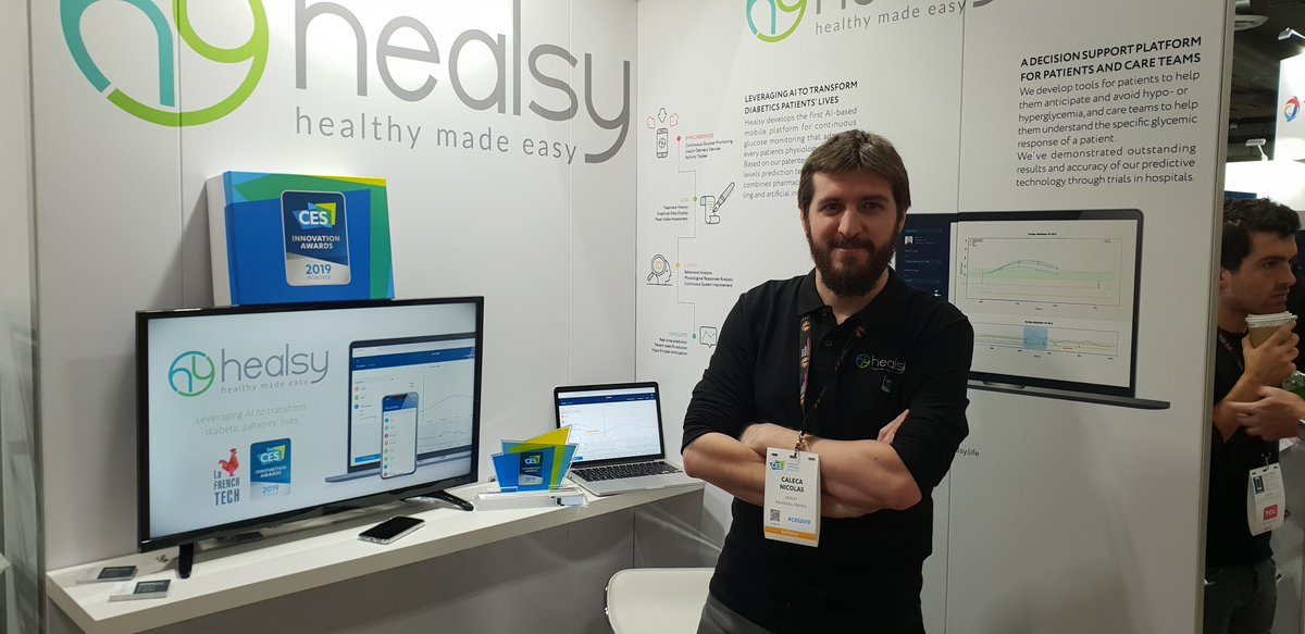 Stephane_Bidet's tweet image. We are so proud of our #CES2019 award for our #AI based blood glucose predictive technology, that we want to share! So come visit us at booth Eureka Park  @ParisRegionNow booth 50463 for a demo :) @healsylife #CESAppliedAI #AI for #Diabetes