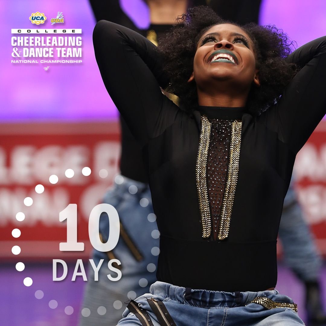 Almost to single digits... 10 days until the UCA &amp; UDA College Cheerleading and Dance Team Championship!