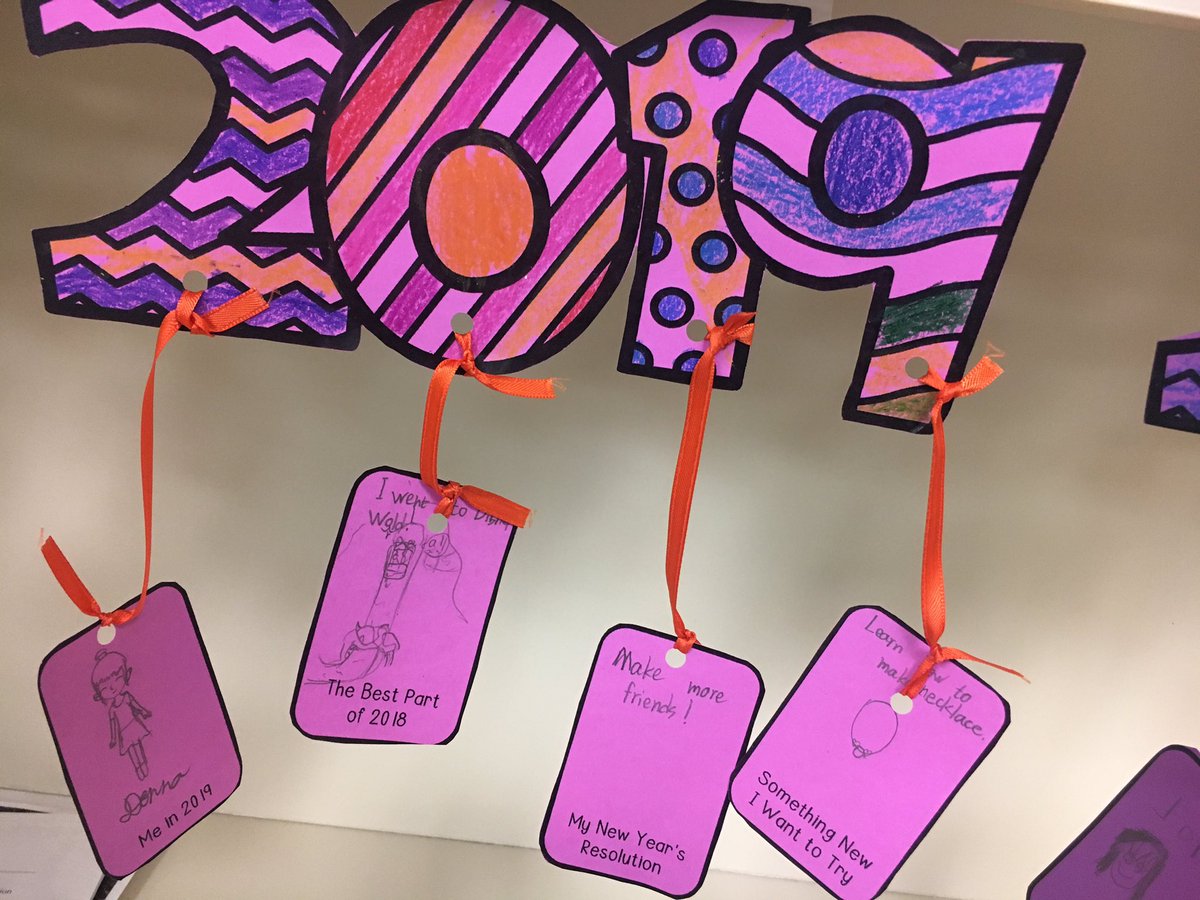 My ESL students made their 2019 mobiles reminiscing about 2018 and making plans and resolutions for the New Year. @awlsmo #eslclassroom #ellstudents #2019mobile #nyresolutions #aw #SIOPModel