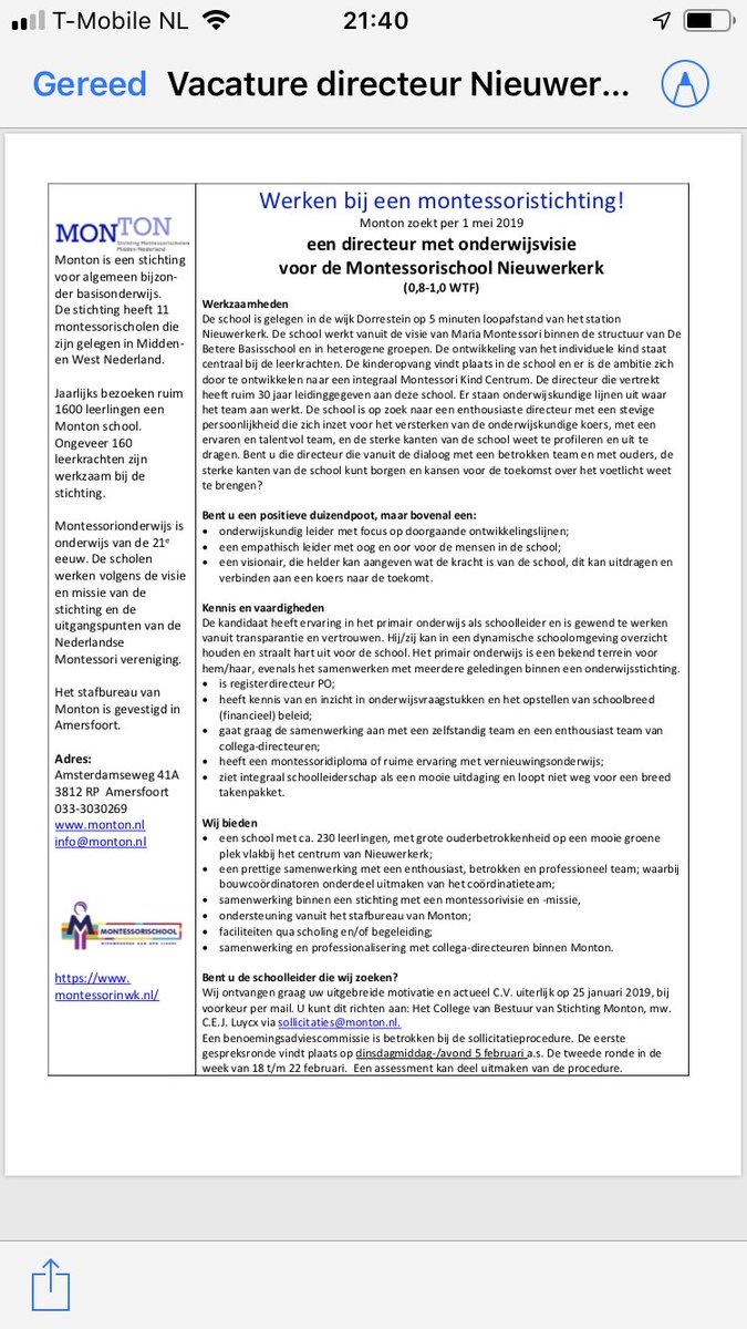 CarlaLuycx's tweet photo. Werken als #Directeur op een leuke #montessorischool van Monton in #Nieuwerkerk ad IJssel? We zijn benieuwd naar je #sollicitatie! Je helpt ons als je dit bericht deelt! 🧩 https://t.co/fpXwKK92iq