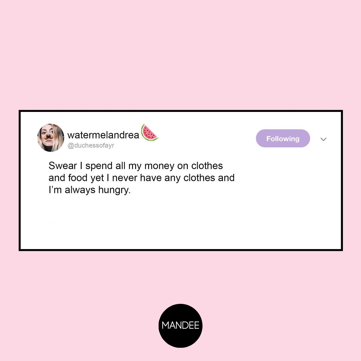 shopmandee's tweet photo. THE STRUGGLE IS SO REALπππ
Tag a babe who can relate ππΏ
#shopmandee #instatag #qotd https://t.co/GdhFXFPRba